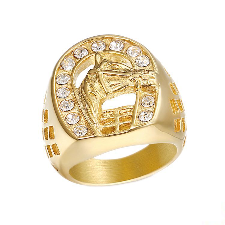 Stainless steel masonic punk jewelry gold plated painted blue men’s gold ring