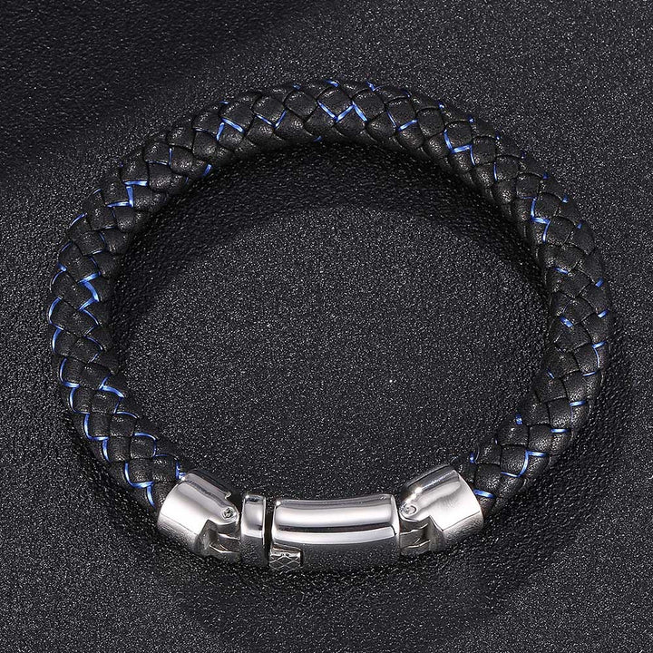 Brown Black Blue Magnetic Buckle Genuine Leather Bracelet For Men Jewelry