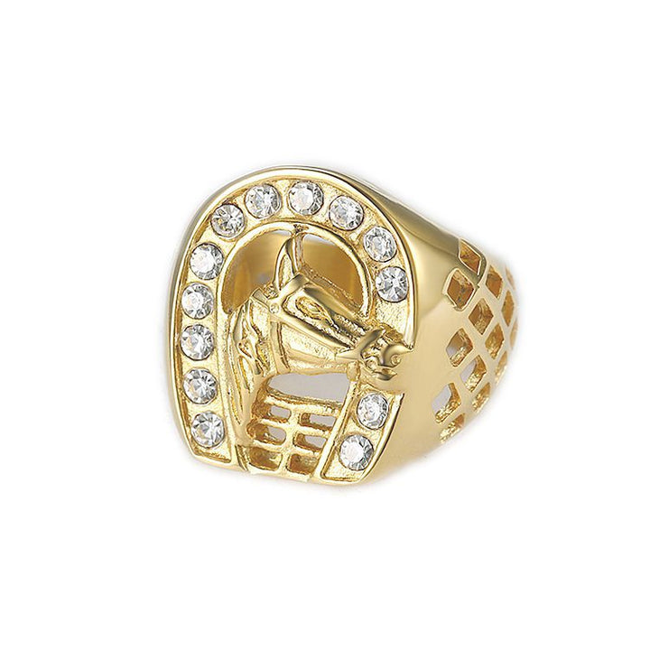 Stainless steel masonic punk jewelry gold plated painted blue men’s gold ring