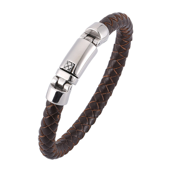 Brown Black Blue Magnetic Buckle Genuine Leather Bracelet For Men Jewelry