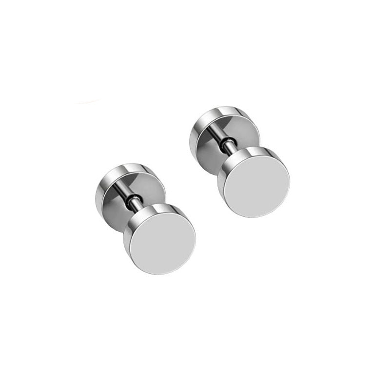 8mm Black Color Unique Mens Stud Earrings