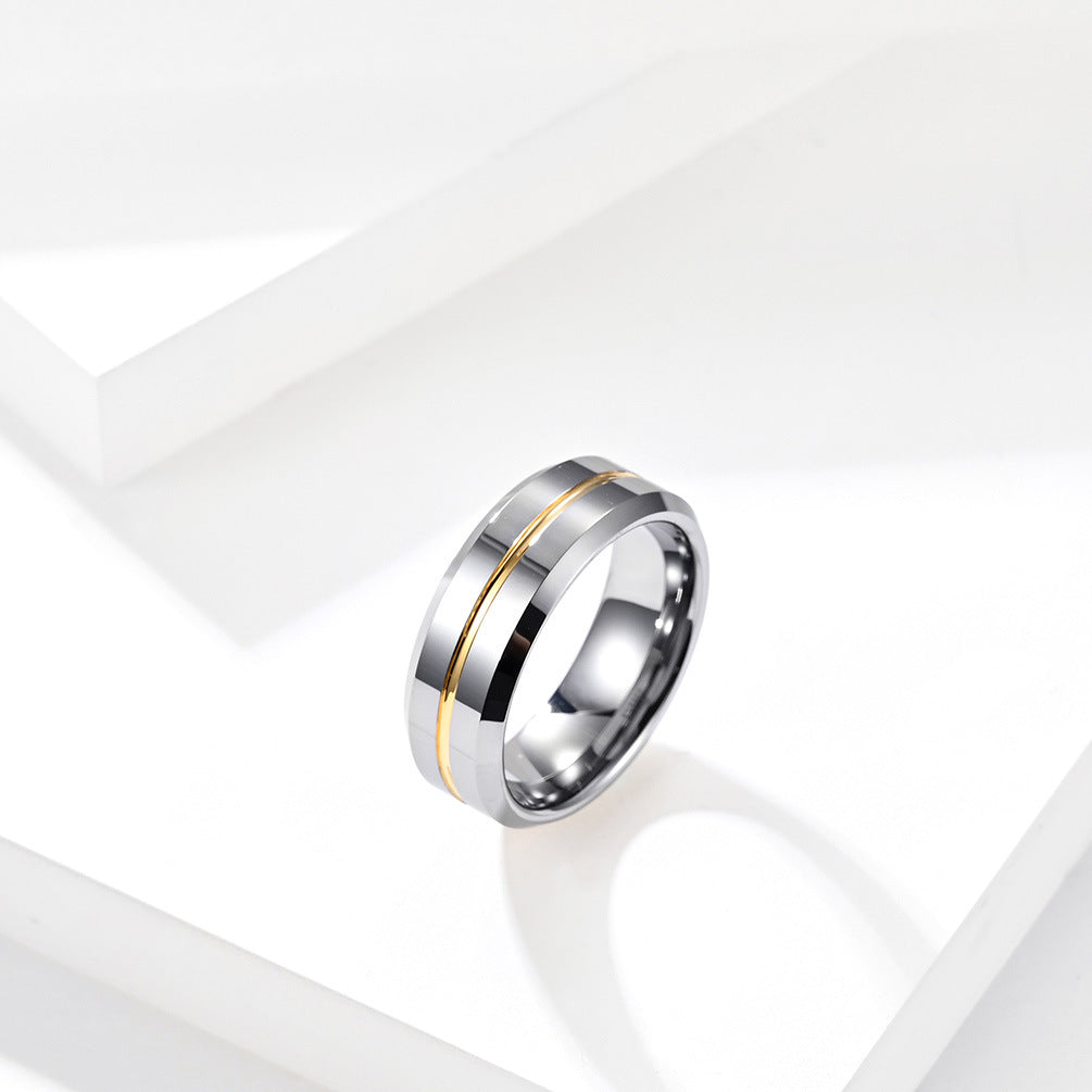 8mm High Polished Blue Inlay Rings Tungsten Stainless steel Carbide Ring for Men's Jewelry