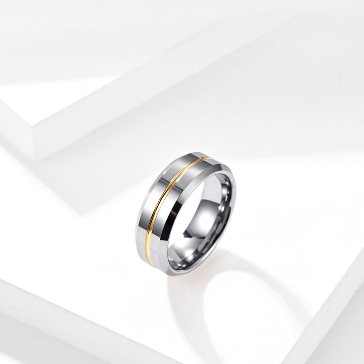 8mm High Polished Blue Inlay Rings Tungsten Stainless steel Carbide Ring for Men's Jewelry