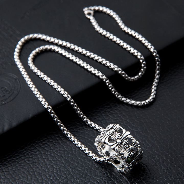 Titanium Steel Necklace Hip-Hop Skull PendantLong Chain Skull Stainless Steel Chain Necklace