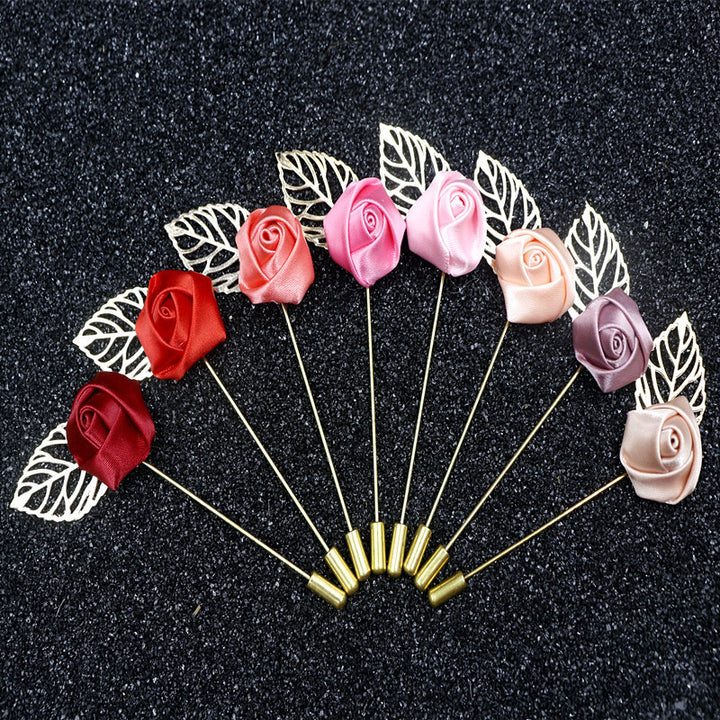 Men Fabric Flower Lapel Pin Wedding Flower Lapel Pin