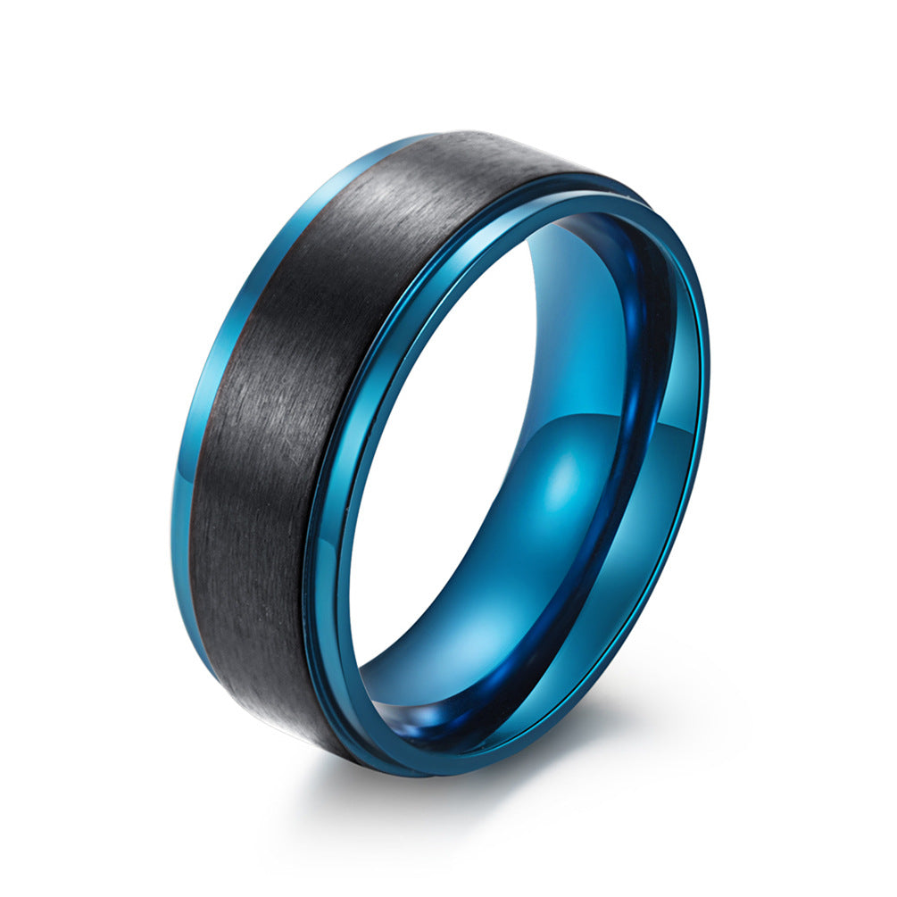 8mm matte brushed titanium steel ring color men ring