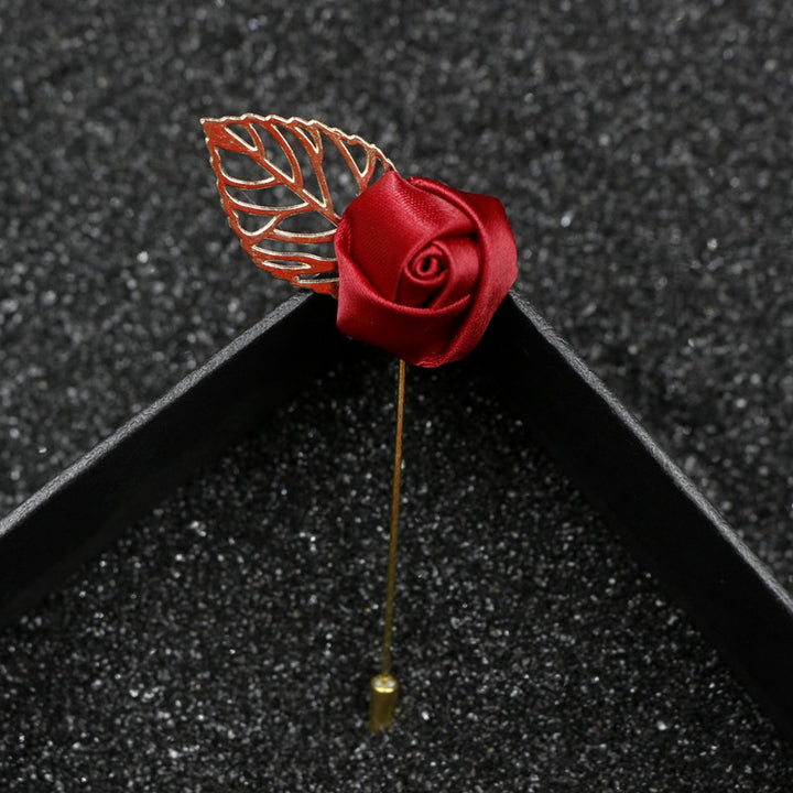 Men Fabric Flower Lapel Pin Wedding Flower Lapel Pin