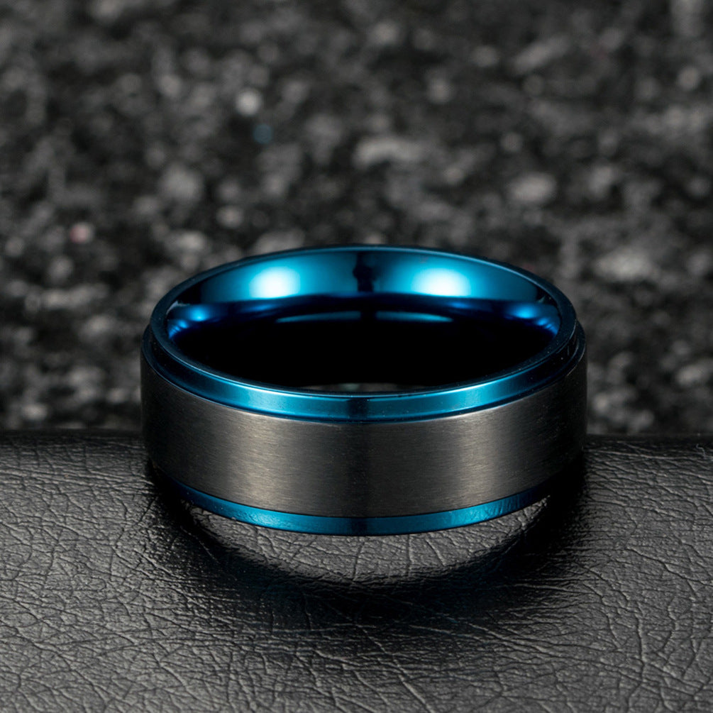 8mm matte brushed titanium steel ring color men ring