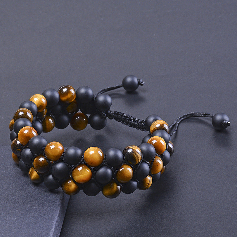 Natural Gemstone Stone Elastic Round Beaded Bracelet