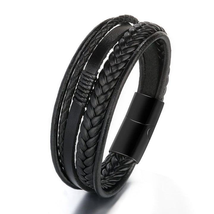 Classic Hand Woven Leather Bracelet Men Fashion Multi Layer Design Leather Bracelet