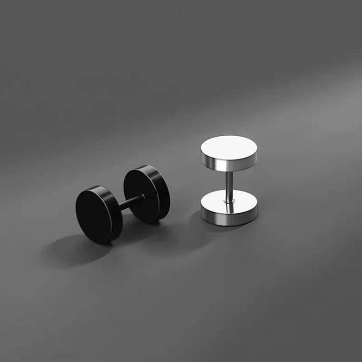 8mm Black Color Unique Mens Stud Earrings