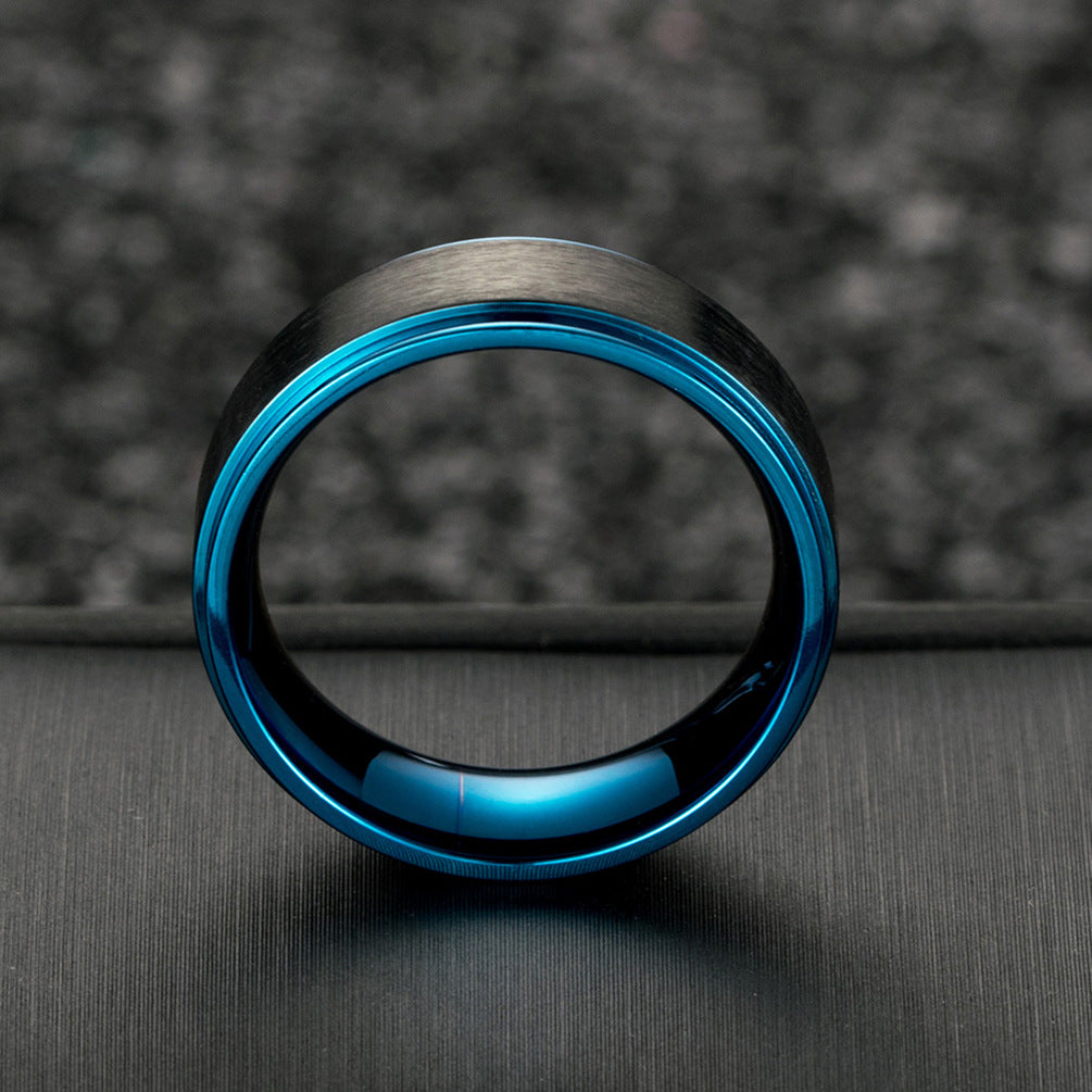 8mm matte brushed titanium steel ring color men ring