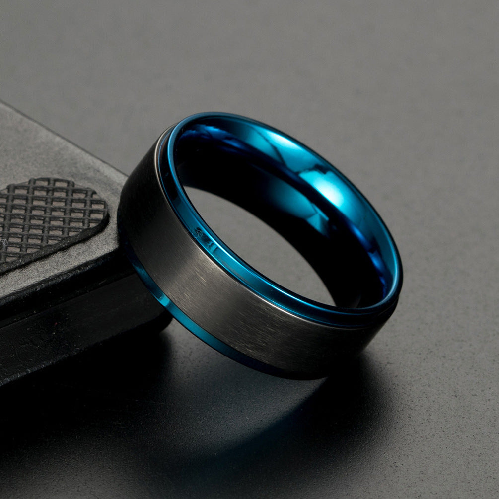 8mm matte brushed titanium steel ring color men ring