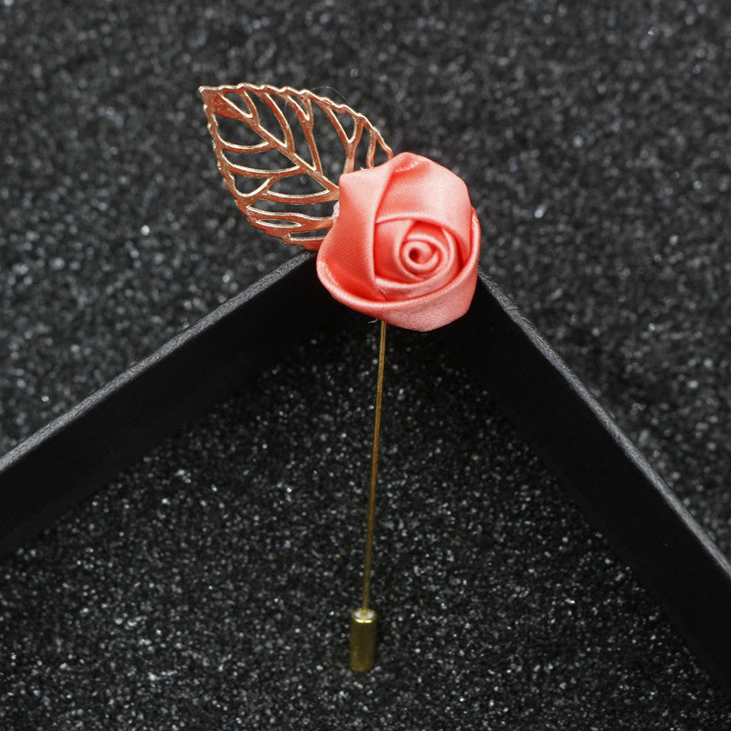 Men Fabric Flower Lapel Pin Wedding Flower Lapel Pin