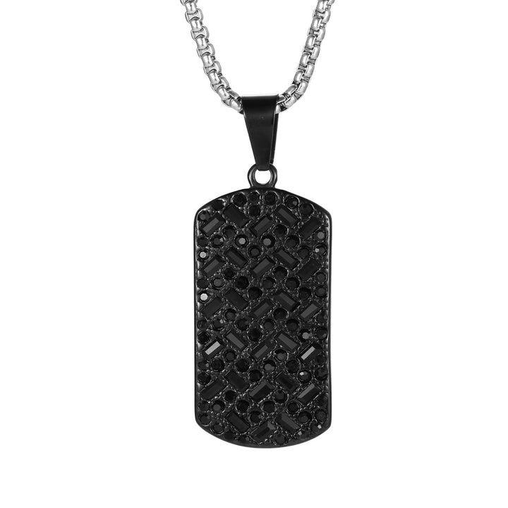 Black Inlaid Stone Brand Titanium Steel Hip Hop Necklace Jewelry