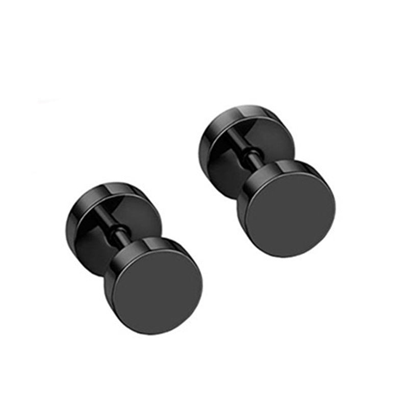 8mm Black Color Unique Mens Stud Earrings