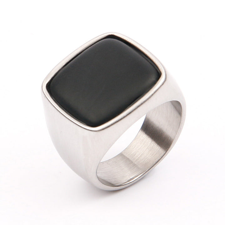 Stainless Steel Natural Stone Rings Gemstone Agate Stone Rings for Men