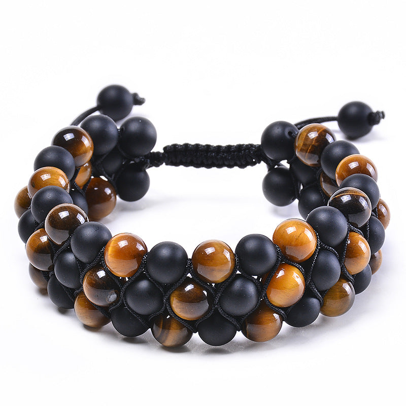 Natural Gemstone Stone Elastic Round Beaded Bracelet