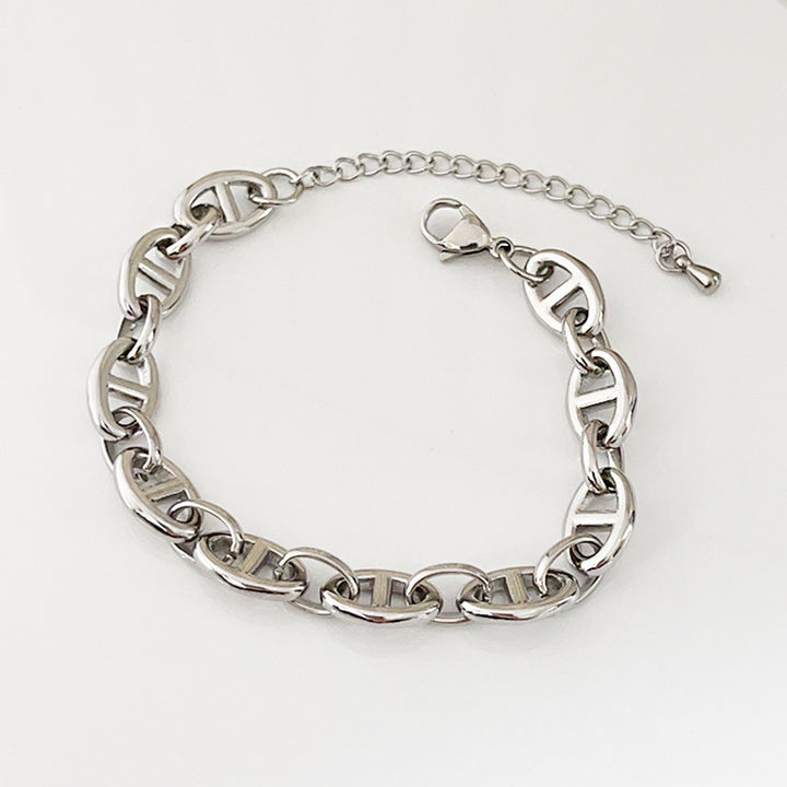 Stainless Steel Cuban Chain bracelet Single buckle flat pressing Chain Bracelets