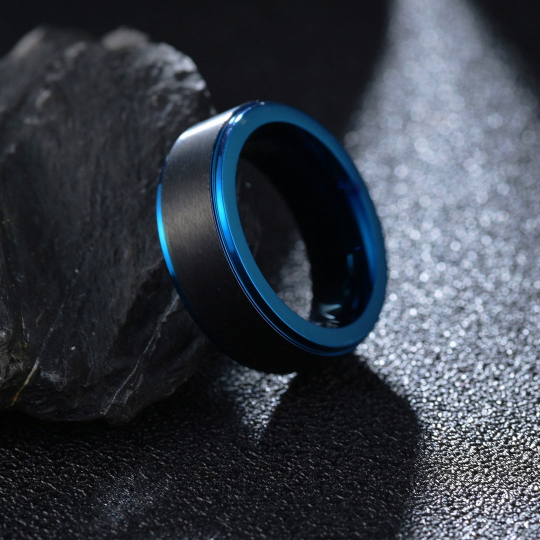 8mm matte brushed titanium steel ring color men ring