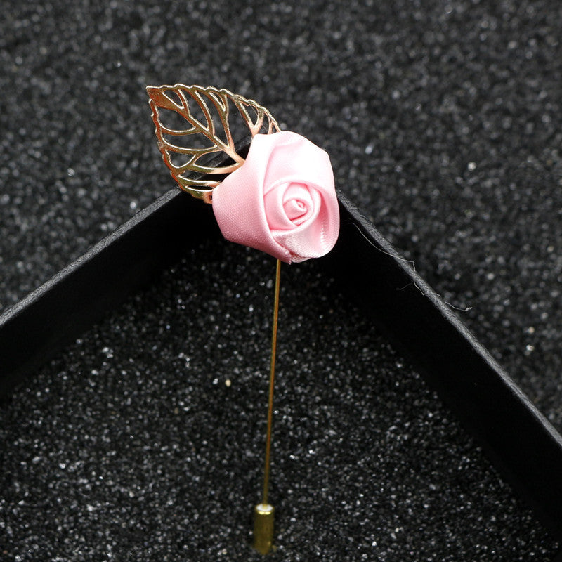 Men Fabric Flower Lapel Pin Wedding Flower Lapel Pin