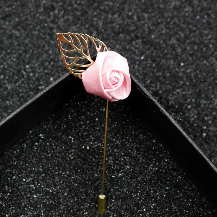 Men Fabric Flower Lapel Pin Wedding Flower Lapel Pin