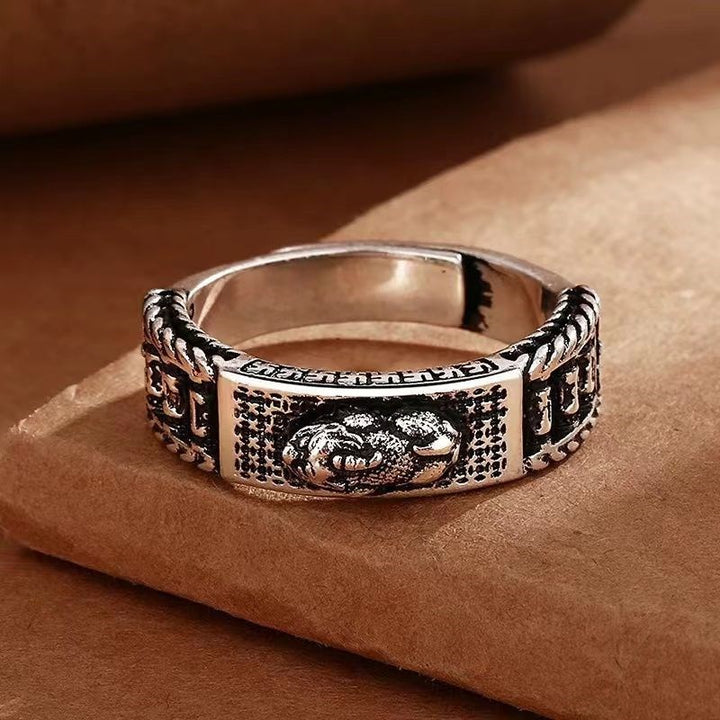 New Men Feng Shui Amulet Wealth Ring Lucky Open Adjustable Ring China Traditional Culture Pixiu Ring