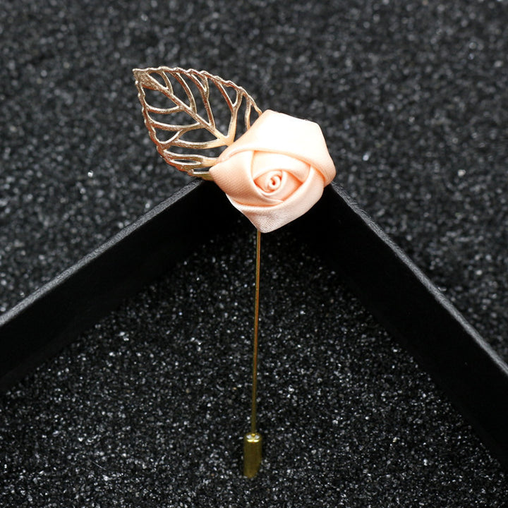 Men Fabric Flower Lapel Pin Wedding Flower Lapel Pin