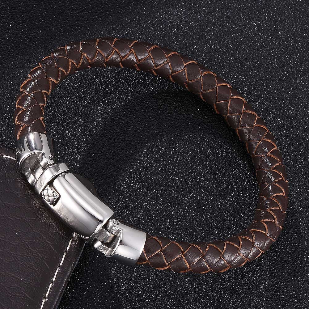 Brown Black Blue Magnetic Buckle Genuine Leather Bracelet For Men Jewelry