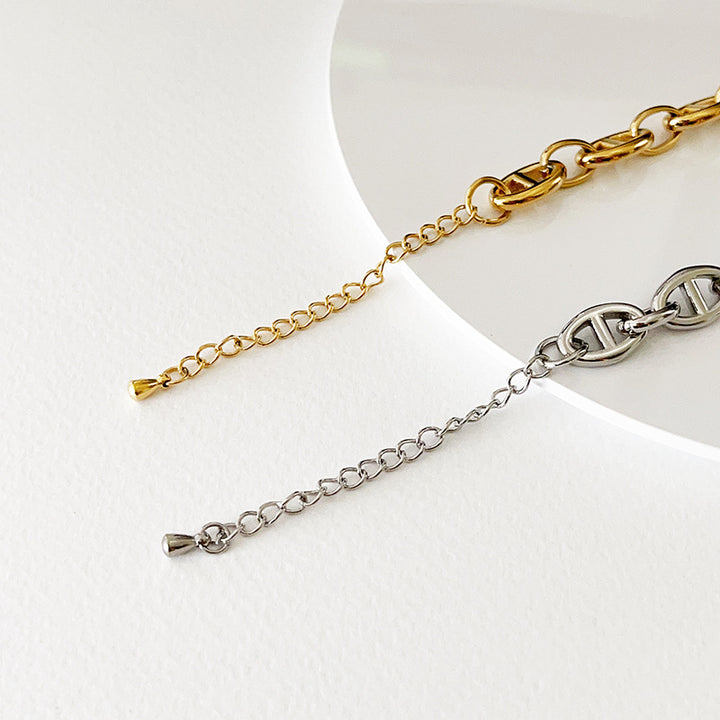 Stainless Steel Cuban Chain bracelet Single buckle flat pressing Chain Bracelets