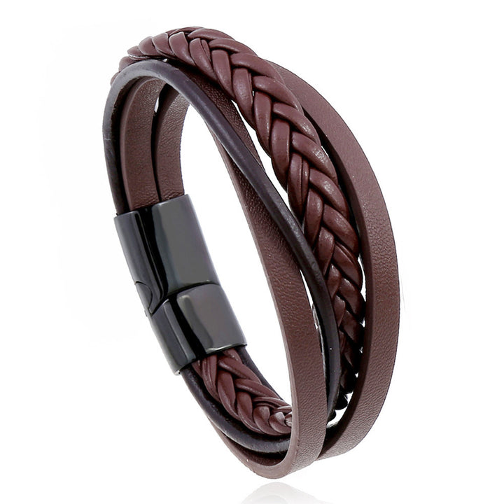 Classic Hand Woven Leather Bracelet Men Fashion Multi Layer Design Leather Bracelet