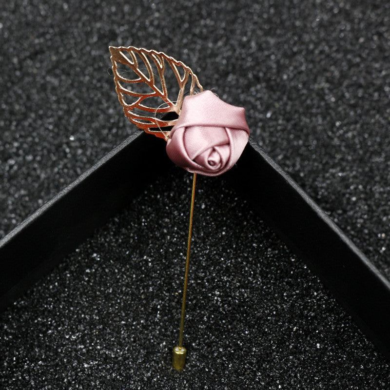 Men Fabric Flower Lapel Pin Wedding Flower Lapel Pin