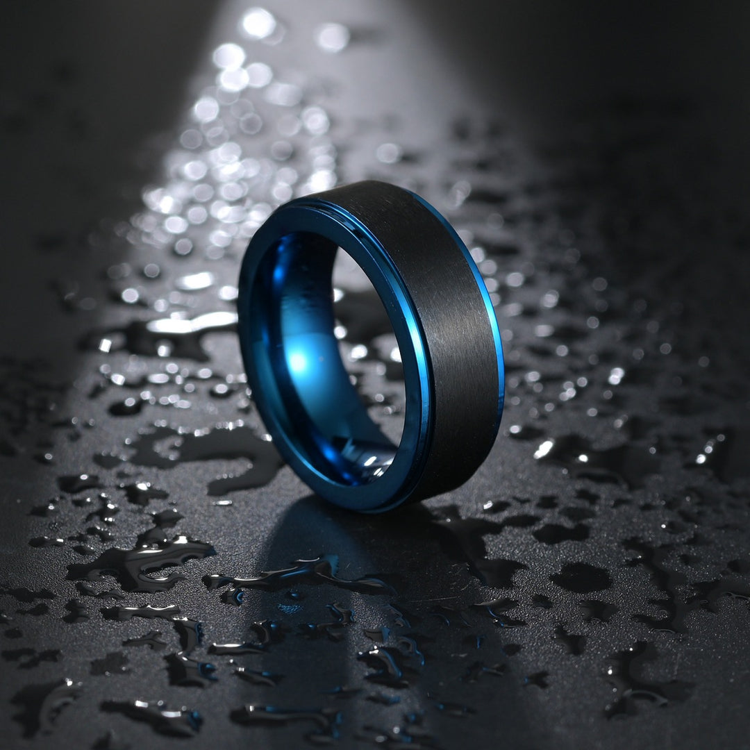 8mm matte brushed titanium steel ring color men ring