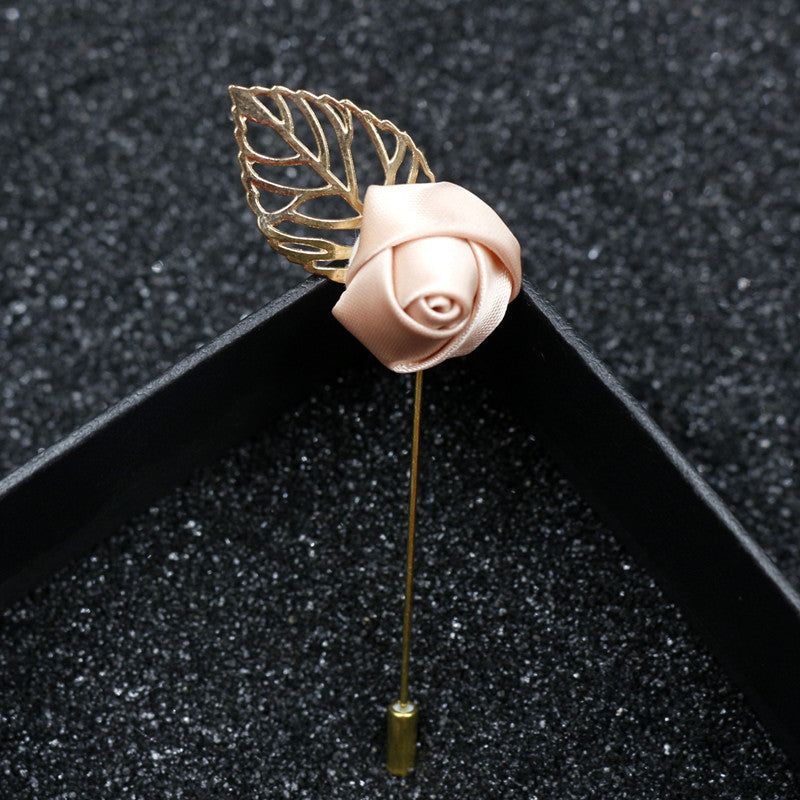 Men Fabric Flower Lapel Pin Wedding Flower Lapel Pin