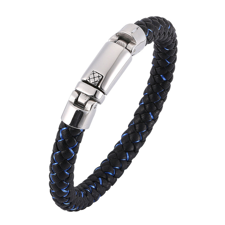 Brown Black Blue Magnetic Buckle Genuine Leather Bracelet For Men Jewelry